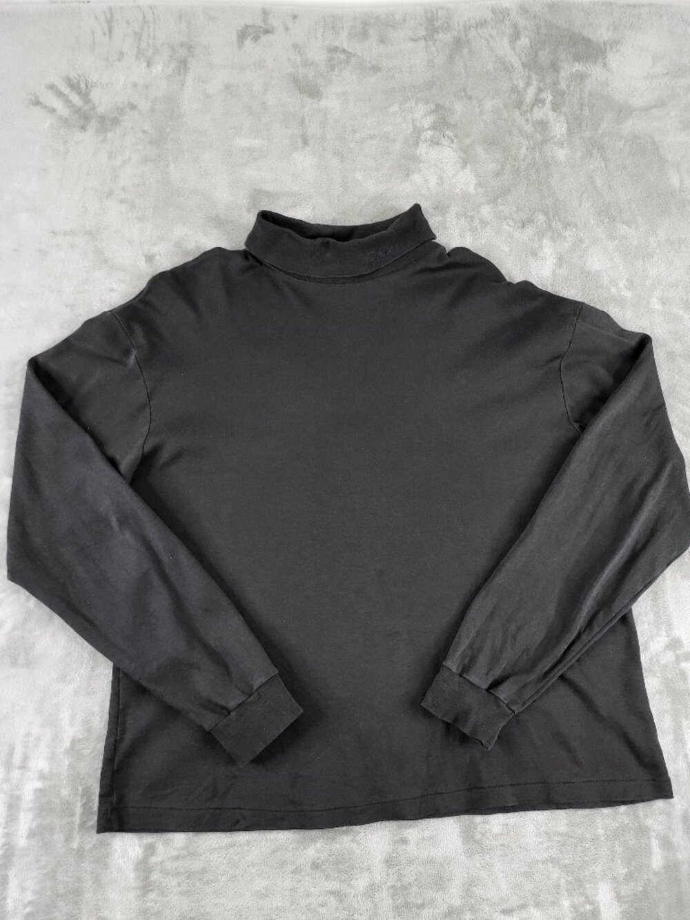 Bogner Black Turtleneck Long Sleeve Top XL Made in USA Embroidered Logo